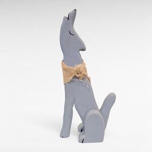 Vintage Howling Coyote Southwest Decor Light Blue Wood 12"